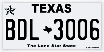 TX license plate BDL3006