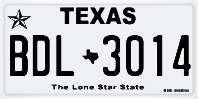 TX license plate BDL3014