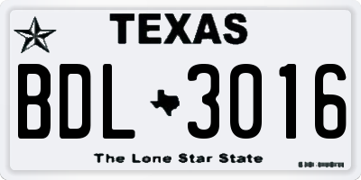TX license plate BDL3016