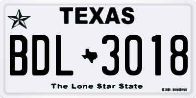 TX license plate BDL3018