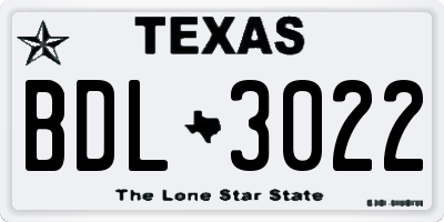 TX license plate BDL3022