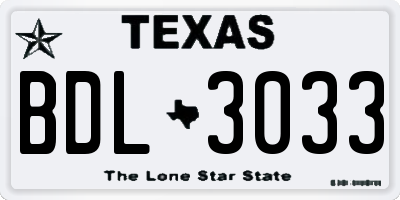 TX license plate BDL3033