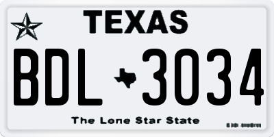 TX license plate BDL3034