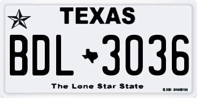 TX license plate BDL3036