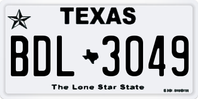TX license plate BDL3049