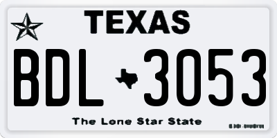 TX license plate BDL3053
