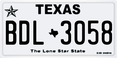 TX license plate BDL3058