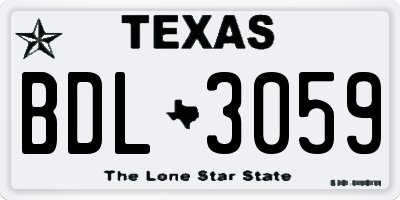 TX license plate BDL3059