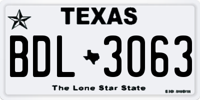 TX license plate BDL3063