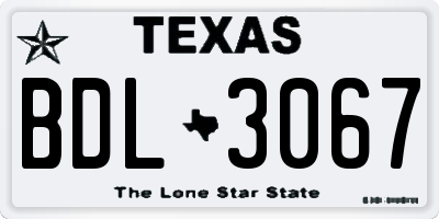 TX license plate BDL3067