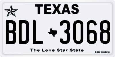 TX license plate BDL3068