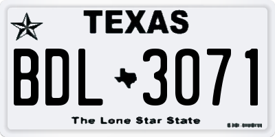 TX license plate BDL3071