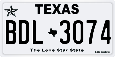 TX license plate BDL3074