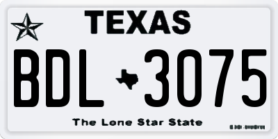 TX license plate BDL3075