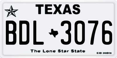 TX license plate BDL3076