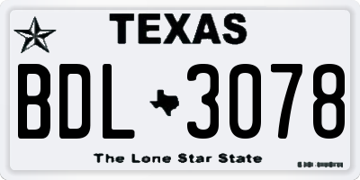 TX license plate BDL3078