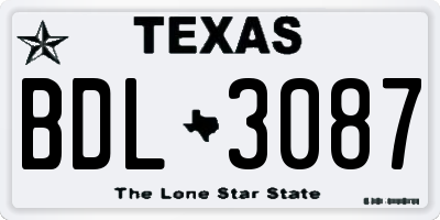 TX license plate BDL3087