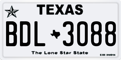 TX license plate BDL3088