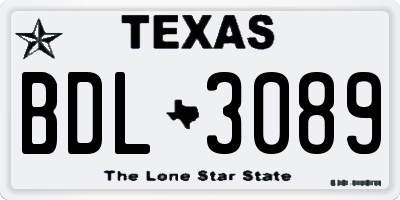 TX license plate BDL3089