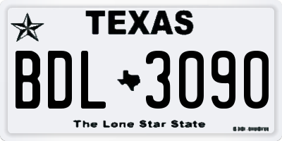 TX license plate BDL3090