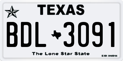 TX license plate BDL3091