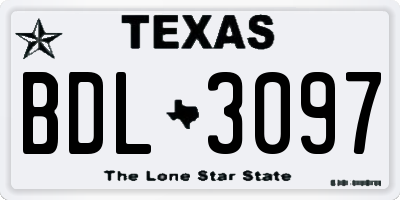TX license plate BDL3097