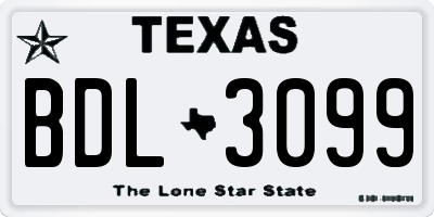 TX license plate BDL3099