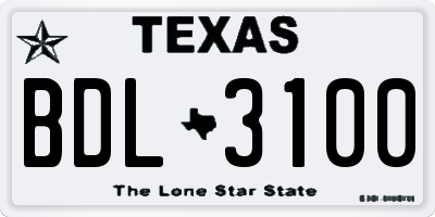 TX license plate BDL3100