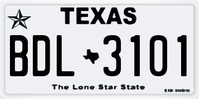 TX license plate BDL3101