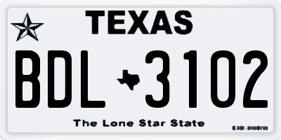 TX license plate BDL3102