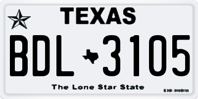 TX license plate BDL3105