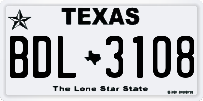 TX license plate BDL3108