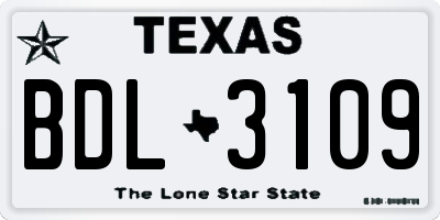 TX license plate BDL3109