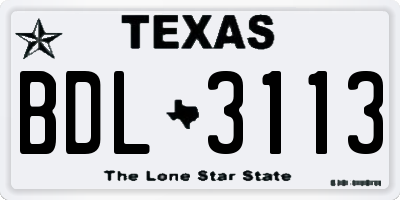 TX license plate BDL3113