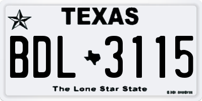 TX license plate BDL3115