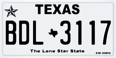 TX license plate BDL3117