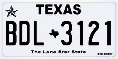 TX license plate BDL3121