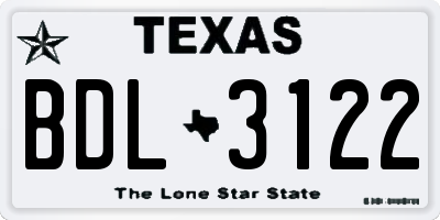 TX license plate BDL3122