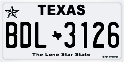 TX license plate BDL3126