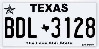 TX license plate BDL3128
