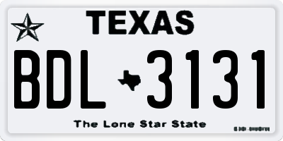 TX license plate BDL3131