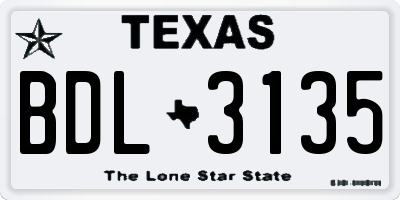 TX license plate BDL3135