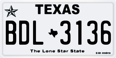 TX license plate BDL3136