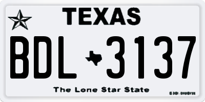 TX license plate BDL3137