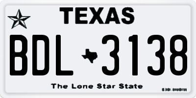 TX license plate BDL3138