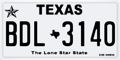 TX license plate BDL3140