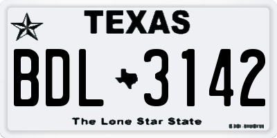 TX license plate BDL3142