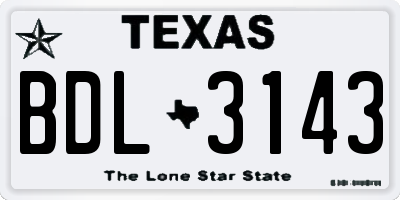 TX license plate BDL3143