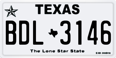 TX license plate BDL3146