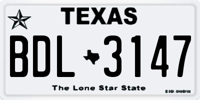 TX license plate BDL3147
